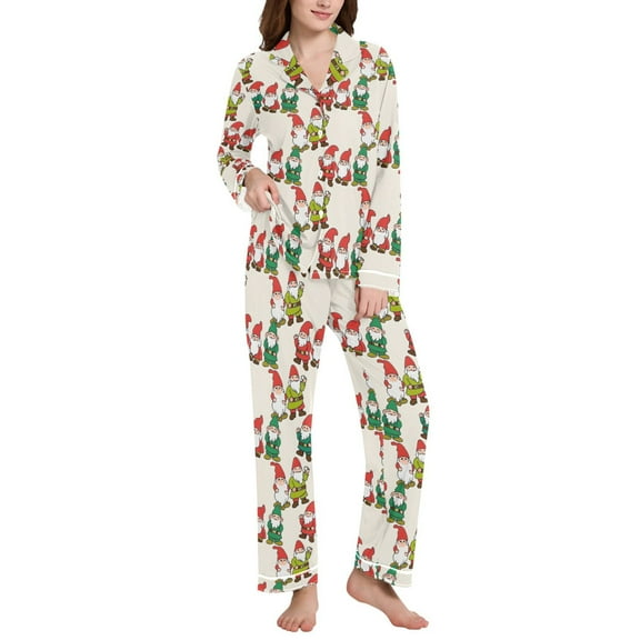 joogoo Pajamas Set for Women Cute Gnomes Long Sleeve Pjs Loungewear XXL