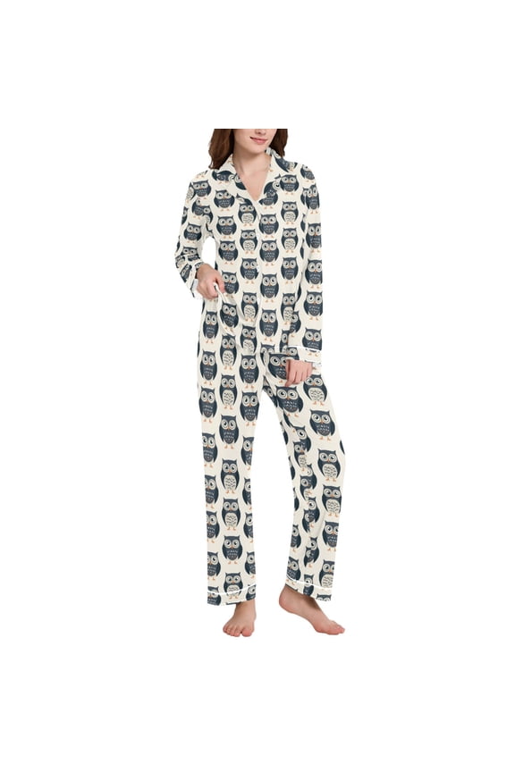 Pajamas Set for Women Cute Owls Long Sleeve Pjs Loungewear XXL