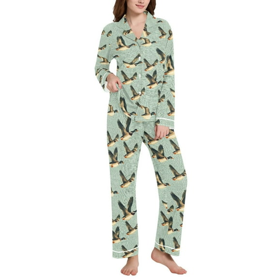 joogoo Pajamas Set for Women Ducks Flying Long Sleeve Pjs Loungewear S