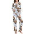 thumbnail image 1 of joogoo Pajamas Set for Women Highland Cattle Flower-w6 Long Sleeve Pjs Loungewear L, 1 of 7