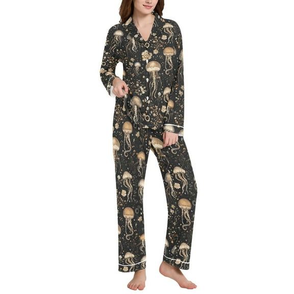 joogoo Pajamas Set for Women Jellyfish Pattern Long Sleeve Pjs Loungewear M