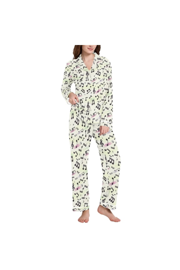 Pajamas Set for Women Musical Notes with Rainbow Long Sleeve Pjs Loungewear XXL