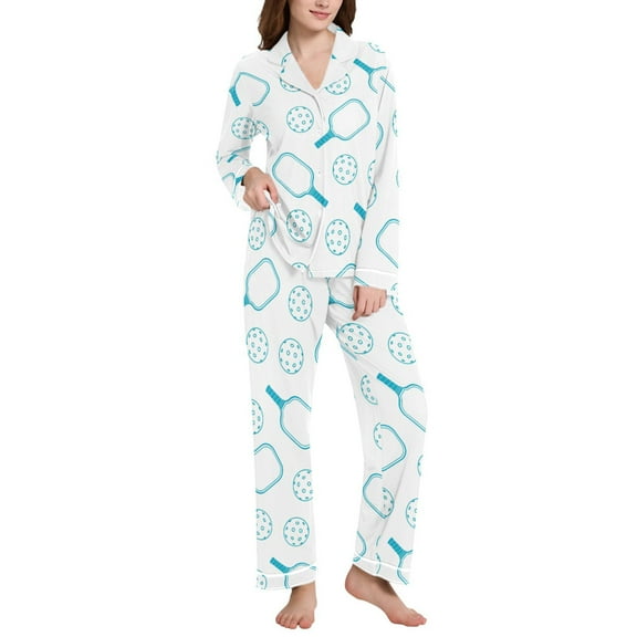 joogoo Pajamas Set for Women Pickleball Blue Long Sleeve Pjs Loungewear L
