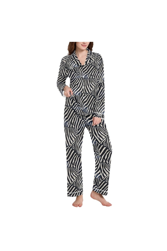 Pajamas Set for Women Zebra Pattern Long Sleeve Pjs Loungewear S