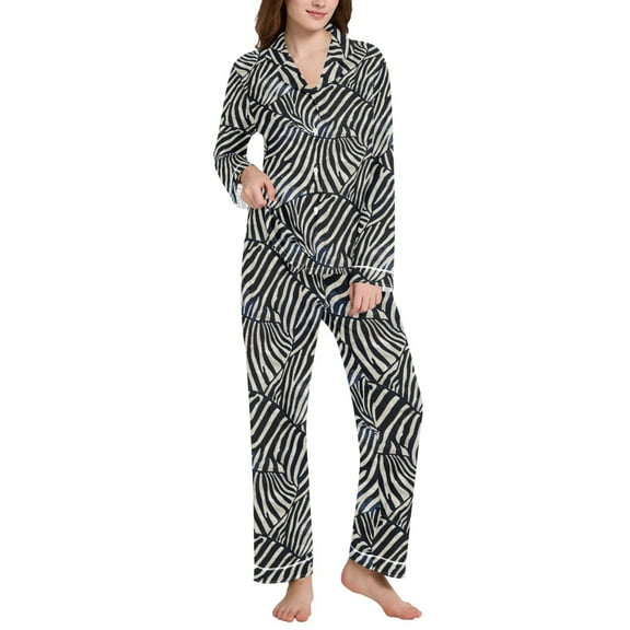 joogoo Pajamas Set for Women Zebra Pattern Long Sleeve Pjs Loungewear XL