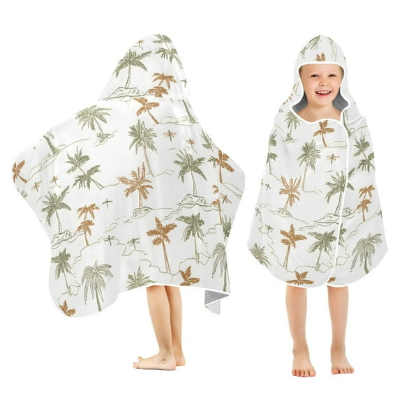 joogoo Palm Tree Dragonfly Kids Hooded Beach Towel Baby Bath Towel 23.5"x50"
