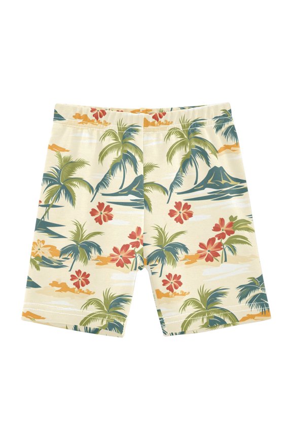 Palm Tree Tropical-a1 Girls Lined Shorts Bike Dance Bottoms 8Y