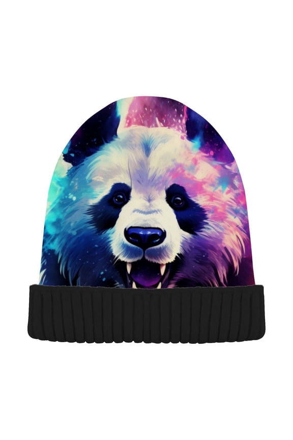 Panda Paint Beanie Hats Men Women Cuffed Skull Cap Winter Warm Knit Thick Beanies