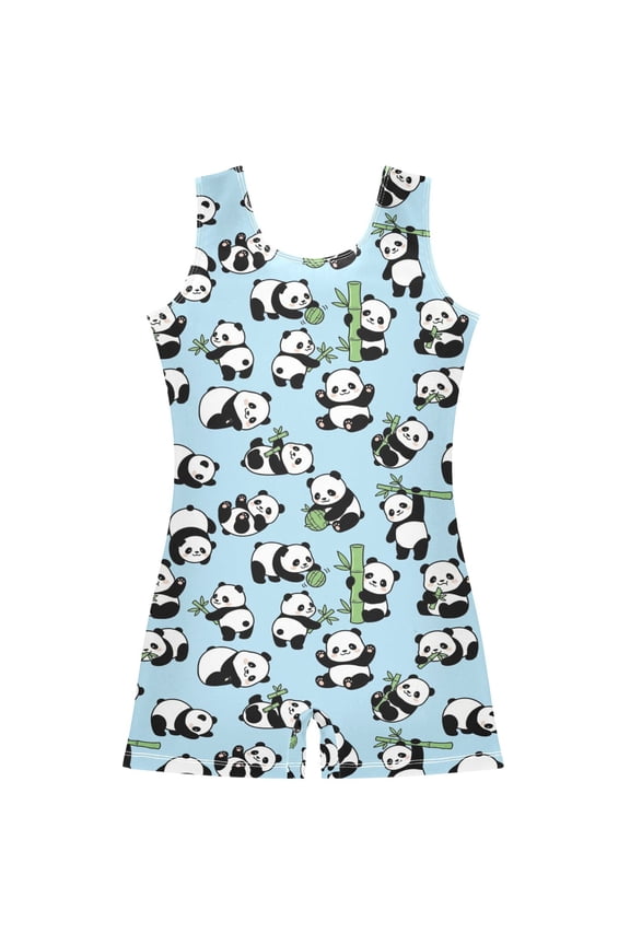 Pandas Cute Pattern Girls Leotards Gymnastics Tumbling Outfit Biketard Unitard 3-4Years
