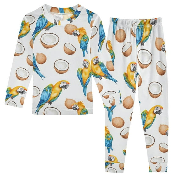 joogoo Parrots Coconut Pajamas Set Long Sleeve Soft Cotton Sleepwear 2 Piece 18M
