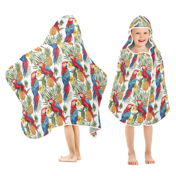 joogoo Parrots Pineapples Kids Hooded Beach Towel Baby Bath Towel 23.5"x50"