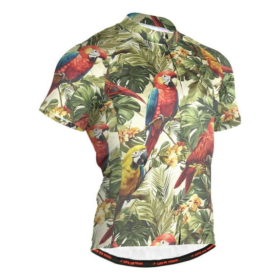 joogoo Parrots Summer Leaves Pattern Men's Cycling Jerseys Mountain Bike Short Sleeve Tops M