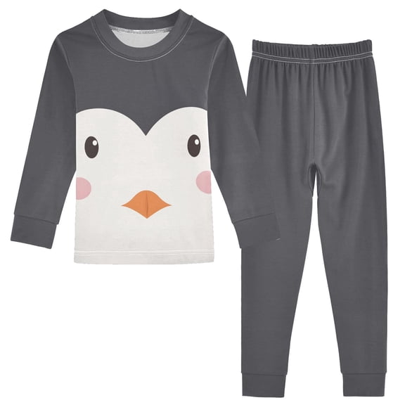 joogoo Penguin Face 2 Piece Long Sleeve Tee and Pants Cotton Pajama Set 4T