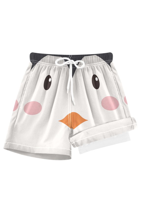 Penguin Face Boys Swim Trunks Beach Swimsuit Shorts Boxer 8Y