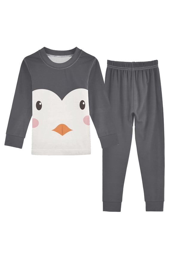 Penguin Face Pajamas Set Long Sleeve Soft Cotton Sleepwear 2 Piece 24M