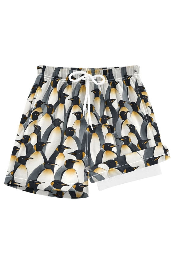 Penguins Pattern Boys Swim Trunks Beach Swimsuit Shorts Boxer 7Y