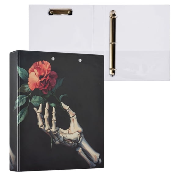 joogoo Peony Flower on Hand Hardcover 3 Ring Binder 1.5" Round Rings Interior Pockets Binders Organizer 1 Pack