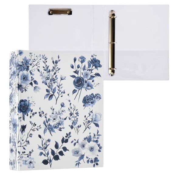 joogoo Peony Flowers Pattern Hardcover 3 Ring Binder 1.5" Round Rings Interior Pockets Binders Organizer 1 Pack