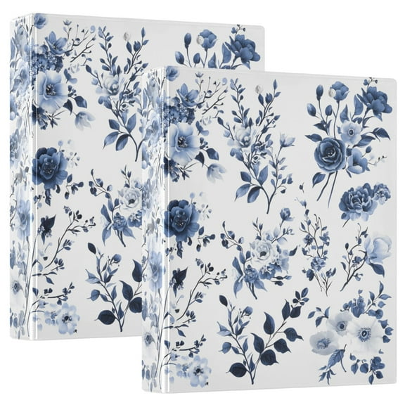 joogoo Peony Flowers Pattern Hardcover 3 Ring Binder 1.5" Round Rings Interior Pockets Binders Organizer 2 Pack