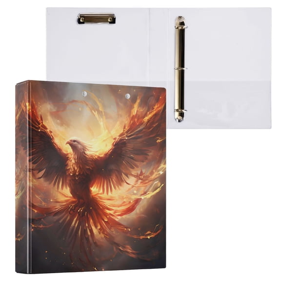 joogoo Phoenix Flying Hardcover 3 Ring Binder 1.5" Round Rings Interior Pockets Binders Organizer 1 Pack