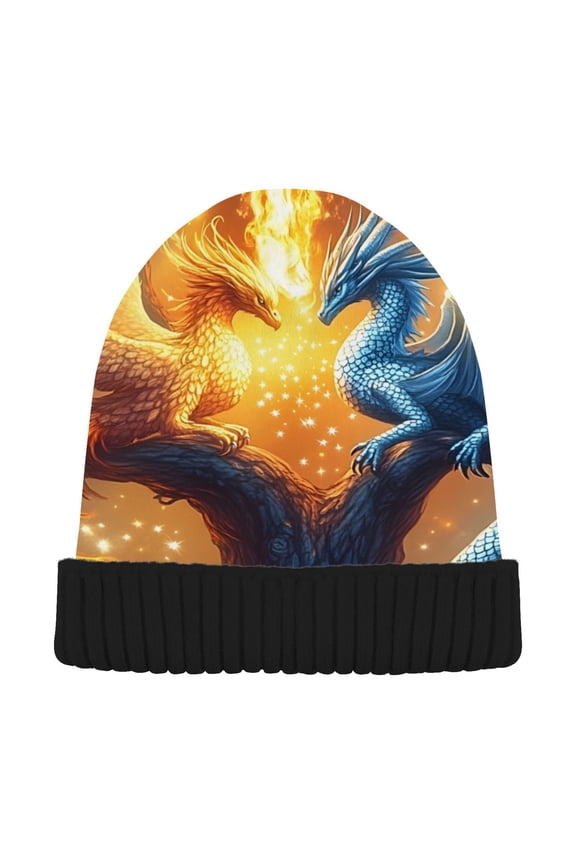 Phoenix Ice and Fire Beanie Hats Cuffed Winter Warm Knit Thick Beanies