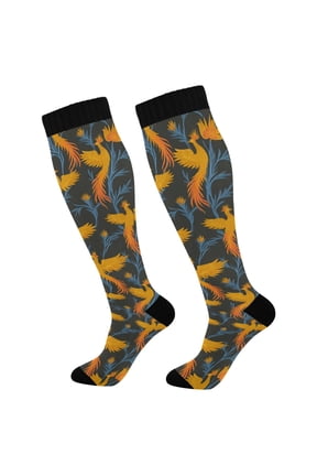 Phoenix Yellow Pattern Socks Women Men Knee High Sock