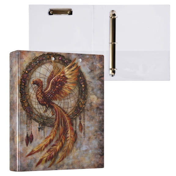 joogoo Phoenix with Feather Hardcover 3 Ring Binder 1.5" Round Rings Interior Pockets Binders Organizer 1 Pack