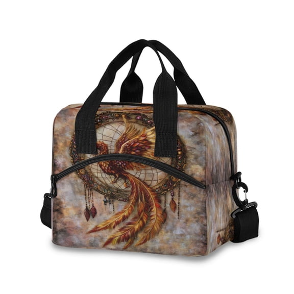 joogoo Phoenix with Feather Insulated Lunch Bags Reusable Cooler Box with Shoulder Strap