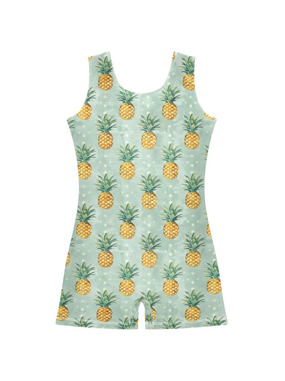 Pineapples Summer Pattern Girls Leotards Gymnastics Tumbling Outfit Biketard Unitard 5-6Years