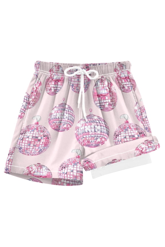Pink Sparkling Disco Balls Boys Swim Trunks Beach Swimsuit Shorts Boxer 5-6T