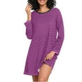 thumbnail image 1 of joogoo Pink Stripes Women's Long Sleeve Nightgown Sleepwear L, 1 of 8
