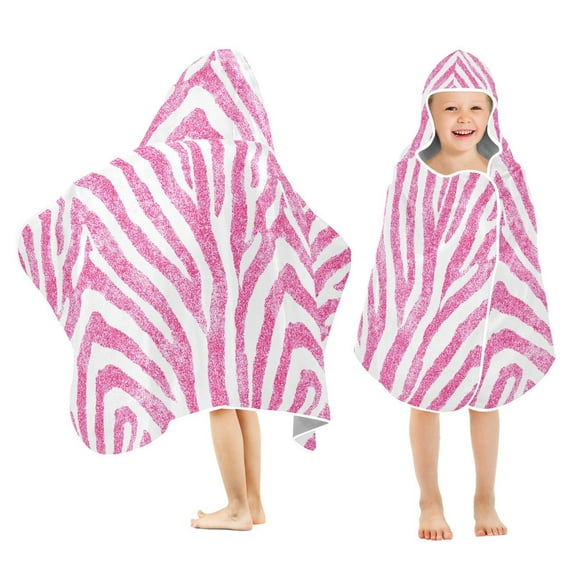 joogoo Pink Zebras Pattern Kids Hooded Beach Towel Baby Bath Towel 23.5"x50"