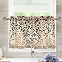 joogoo Plain Cheetah Glitter Print Curtains Sets Half Window Cafe Farmhouse Tier 2 Panels Short Curtain Rod Pocket 27"W x 24"L