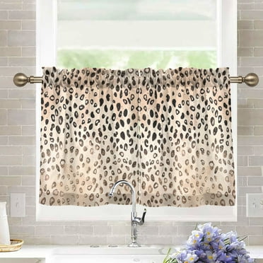 joogoo Plain Cheetah Glitter Print Curtains Sets Half Window Cafe Farmhouse Tier 2 Panels Short Curtain Rod Pocket 27"W x 24"L