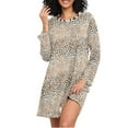thumbnail image 1 of joogoo Plain Cheetah Glitter Print Women's Long Sleeve Nightgown Sleepwear L, 1 of 8