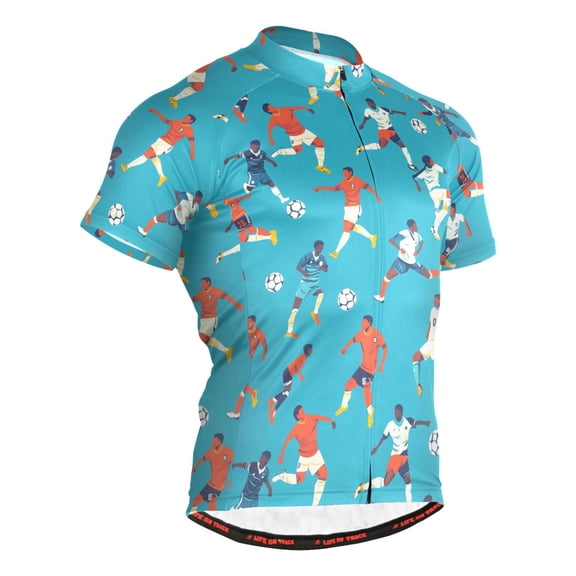 joogoo Play Soccer Football Pattern Men's Cycling Jerseys Mountain Bike Short Sleeve Tops M