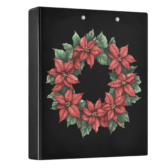joogoo Poinsettia Flower Hardcover 3 Ring Binder 1.5" Round Rings Interior Pockets Binders Organizer 1 Pack
