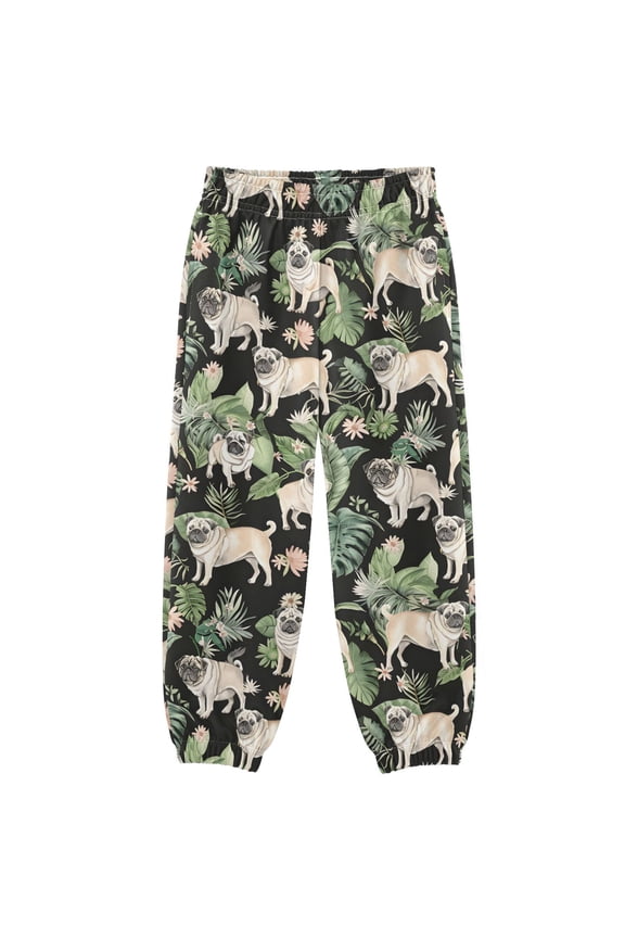 Pugs Dog Palm Leaves Boys' Sweatpants Jogger Pants 4T