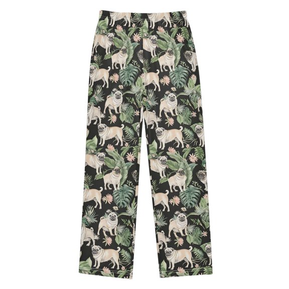 joogoo Pugs Dog Palm Leaves Pajama Pants Pj Bottoms Sleepwear Lounge M
