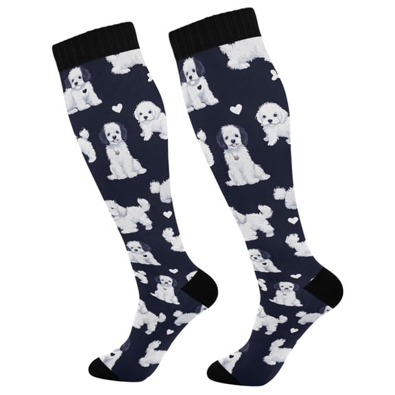 joogoo Puppy Bones Compression Socks Women Men Knee High Sock