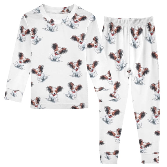 joogoo Puppy Dog Pattern 2 Piece Long Sleeve Tee and Pants Cotton Pajama Set 3T