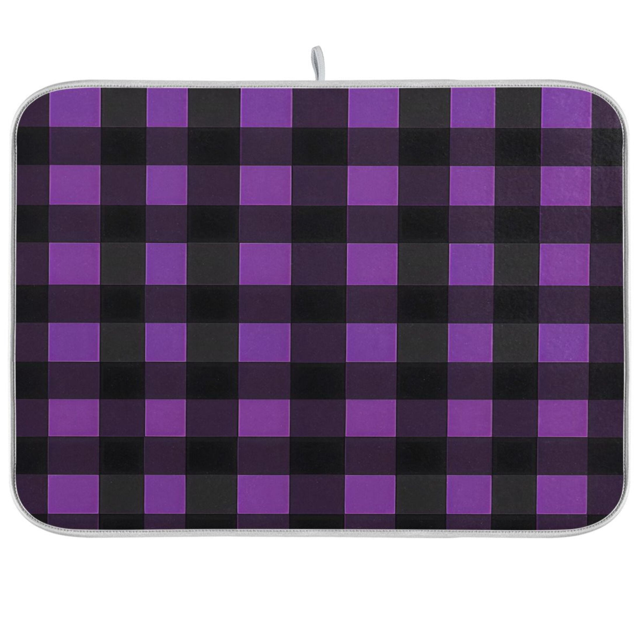 Drying Pad Pattern joogoo Purple Checkered Grid Pattern Dish Drying Mat Kitchen Counter ...