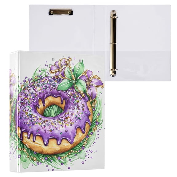 joogoo Purple Donuts Hardcover 3 Ring Binder 1.5" Round Rings Interior Pockets Binders Organizer 1 Pack
