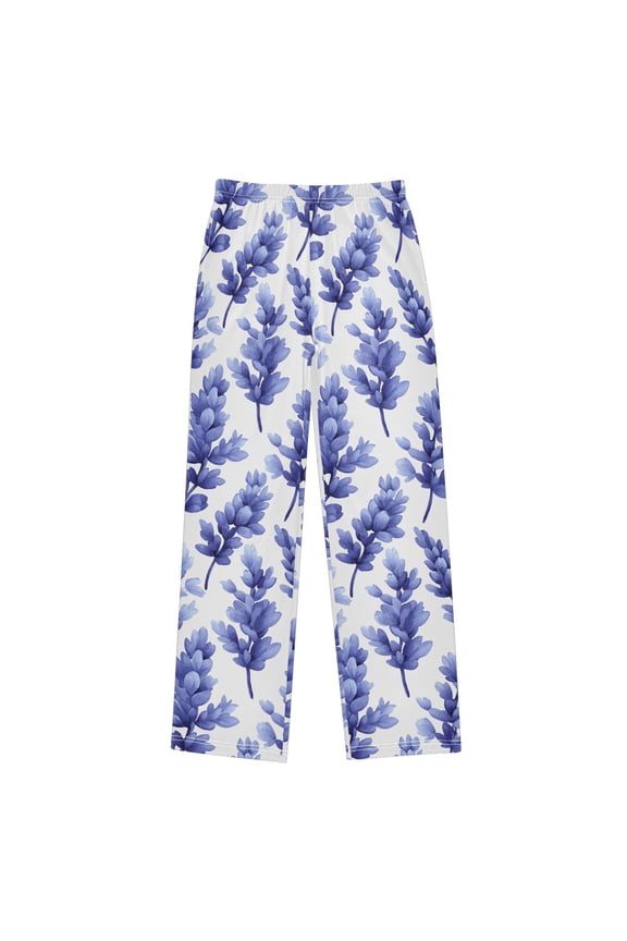 Purple Flower Lavender Pajama Pants Pj Bottoms Sleepwear Lounge L