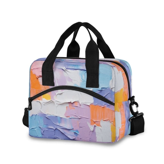joogoo Purple Paint Insulated Lunch Bags Reusable Cooler Box with Shoulder Strap