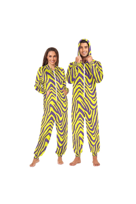 Purple Zebra Pattern Unisex Adults Onesies Pajamas Jumpsuits S