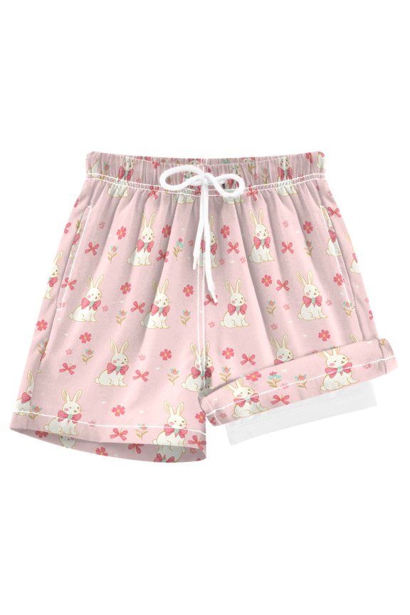 Rabbit Bows Flowers Boys Swim Trunks Beach Swimsuit Shorts Boxer 7Y