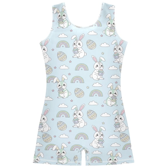 joogoo Rabbit Egg Rainbow Pattern Girls Leotards Gymnastics Tumbling Outfit Biketard Unitard 9-10Years