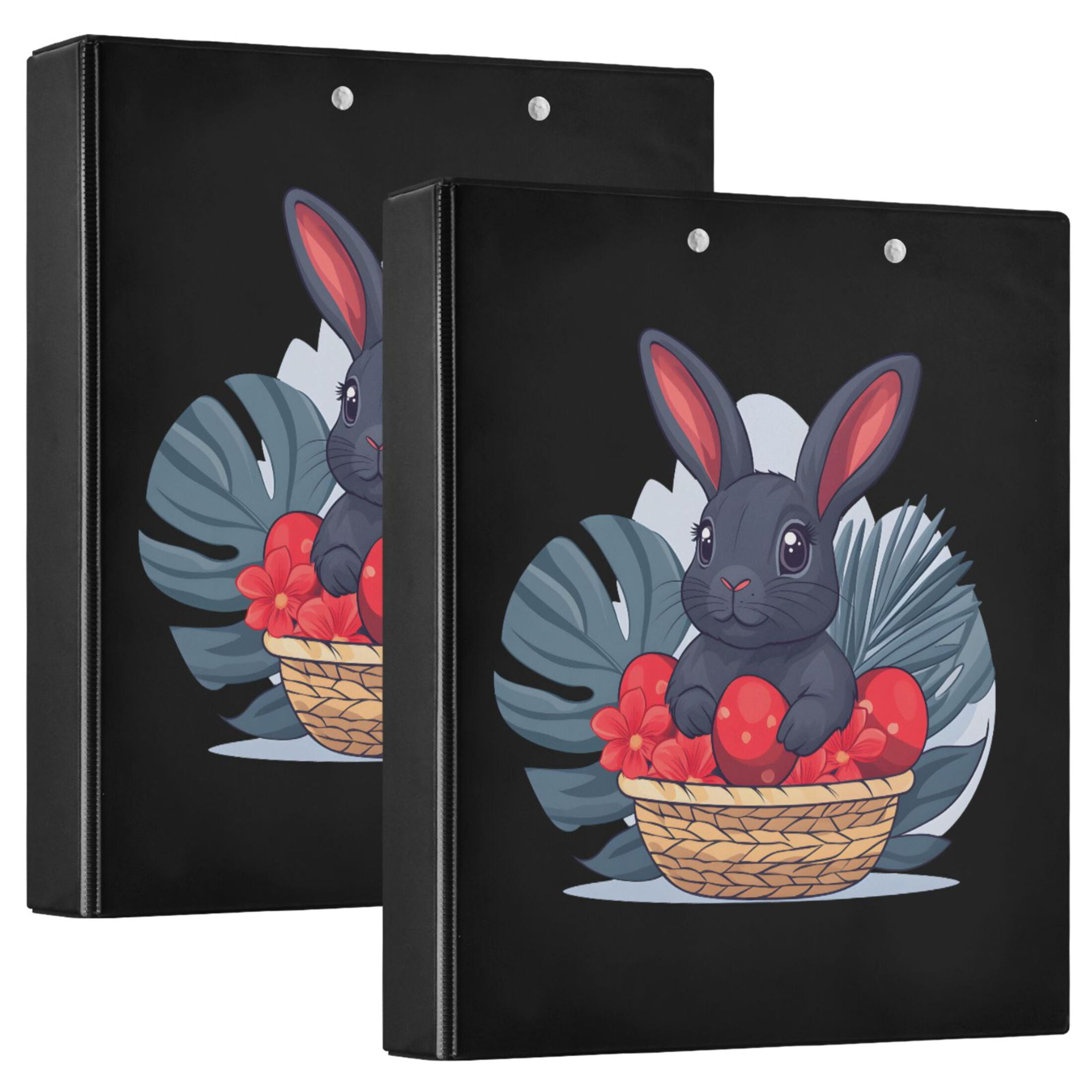 joogoo Rabbit-a5 Hardcover 3 Ring Binder 1.5" Round Rings Interior Pockets Binders Organizer 2 Pack