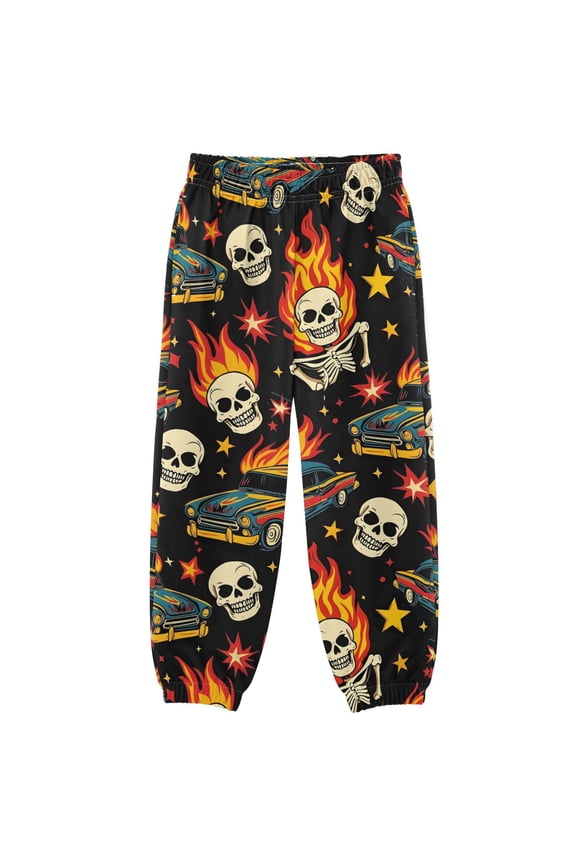 Racing Car Skull Fire Boys' Sweatpants Jogger Pants 4T
